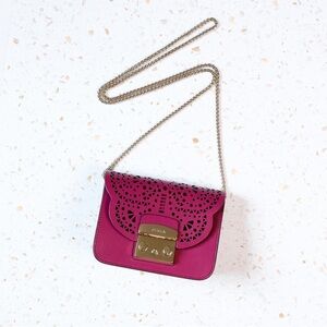 Furla Pink Metropolis Crossbody Butterfly Bag With Chain Strap Limited Edition‎